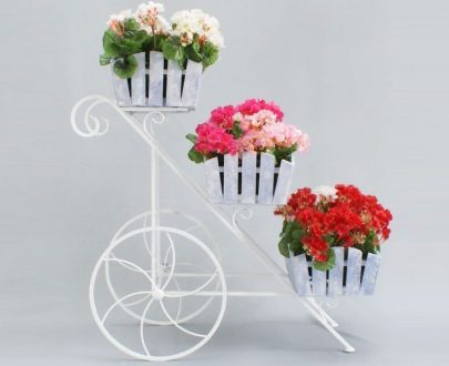 Кованая подставка для цветов Кантри арт. 21145 бел., 88х85х40 см.