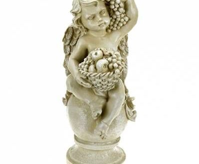 Садовая фигура Ангел с фруктами на шаре, 43х24 см.