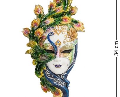 Венецианская маска для интерьера "Павлин"- цветной, 34 см.