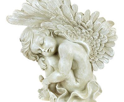 Садовая фигура Ангел спящий с большими крыльями, 43х30 см.