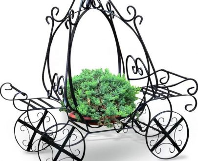 Кованая подставка для цветов садовая "Карета", 61х102х120 см.