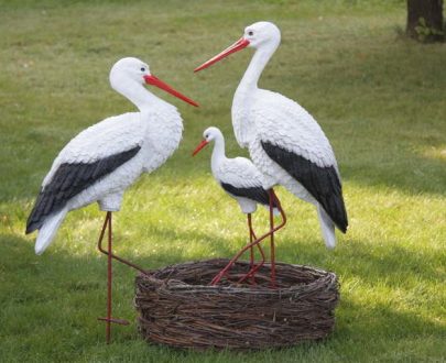 Садовая фигура Аисты в гнезде семья (большой, средний, малый) 50х115 см.