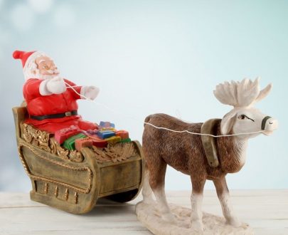 Фигура на новый год Санта - Клаус на санях с оленем, 59х122 см.