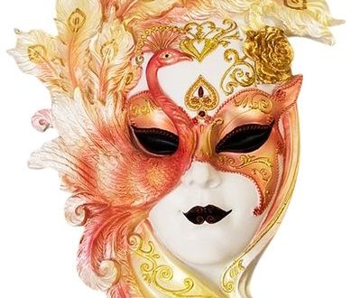 Венецианская маска для интерьера "Павлин"- белый, 34 см.