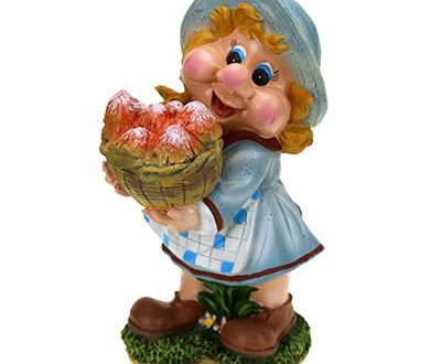 Садовая фигура Девочка с корзиной грибов 19х32 см.