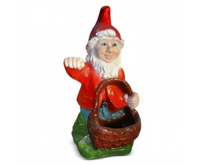 Садовая фигура Гном с корзиной с фонарем 78х34 см.