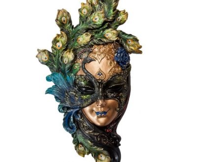 Венецианская маска для интерьера "Павлин" бол.- цветной, 55 см.