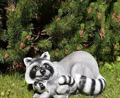 Садовая фигура Енот с енотиком, 24х40 см.