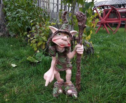 Садовая фигура ТРОЛЛЬ БОЛЬШОЙ С ТРОСТЬЮ 75 см.