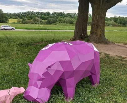Полигональная скульптура Бегемот