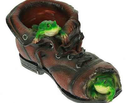 Кашпо Башмак с лягушками 15х25 см