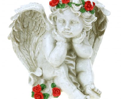 Ангел с розами думающий 21х19 см