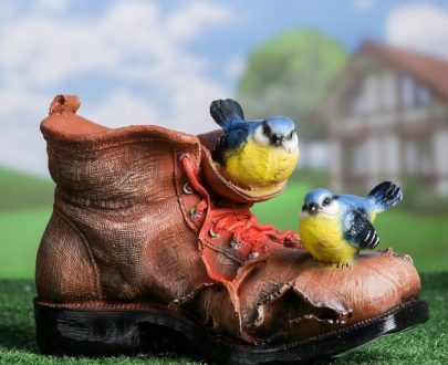 Кашпо Башмак с синицами 29х20 см