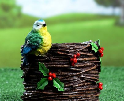 Кашпо Плетеное с синицей 14х19 см