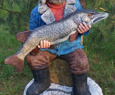 Скульптура "Рыбак на льду" 130х90х80 см