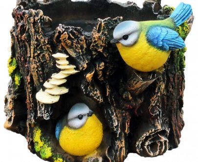 Кашпо Пенек с двумя птичками