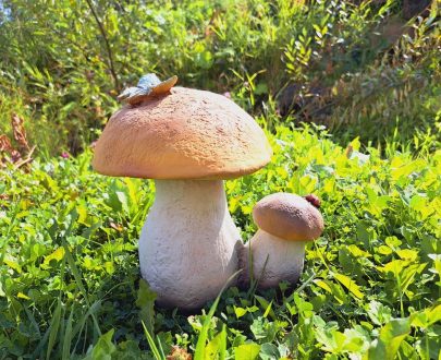 Садовая фигура Гриб белый, двойной с бабочкой 29х23 см