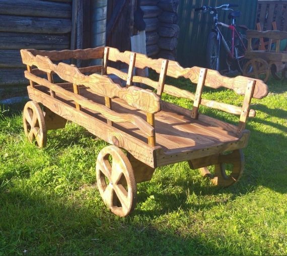Деревянная телега большая 80х170х70 см