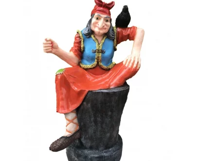 Садовая фигура Баба-Яга на ступе с вороной 118х64 см