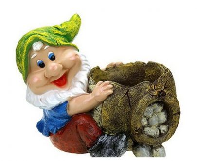 Садовая фигура Гном с кувшином кашпо 24х30 см