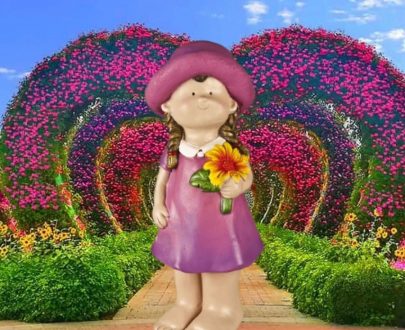 Садовая фигура Девочка Галя с цветком 44х18 см