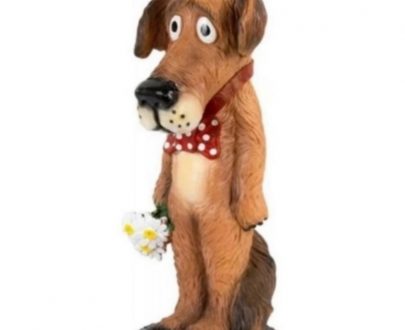 Садовая  фигура Собака в бабочке с цветами 57х24см