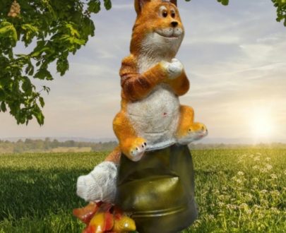 Садовая фигура Кот рыбак на ведре 70х40х27 см