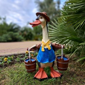 Садовая фигура Гусь  с ведрами 40х25х60 см