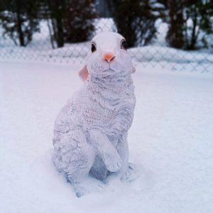 Садовая фигура Заяц ушки вниз белый 40х22 см