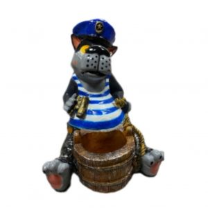 Садовая фигура Волк моряк с кашпо 65х54 см