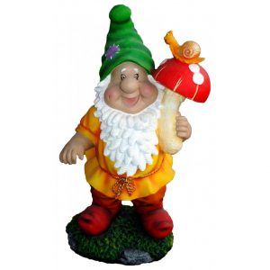 Садовая фигура Гном с грибом и улиткой 58х29 см.