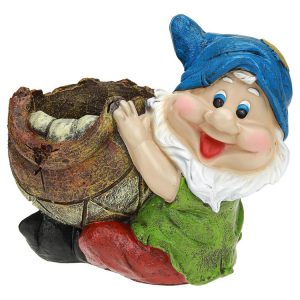 Садовая фигура Гном с кувшином кашпо 28х25 см