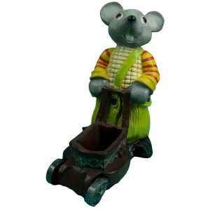 Садовое кашпо Мышь с газонокосилкой 65х35 см