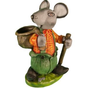 Садовое кашпо для цветов Мышь с мешком, 58х38 см.