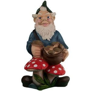 Садовая фигура Гном с грибами 76х49 см