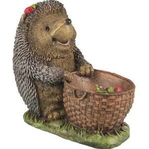 Садовая фигура Ежик с плетеной корзинкой, 29х27 см.