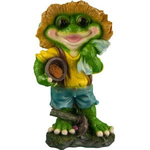 Садовая фигура Лягушка с платком и горшочком, 32x51 см.