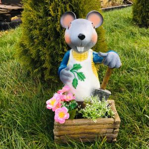 Садовое кашпо для цветов Мышь с корытом, 60х35 см.