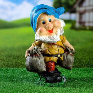 Садовая фигура Гномик с двумя мешками 21х34 см.