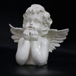 Садовая фигура Ангел задумчивый на животе, 22х21 см.