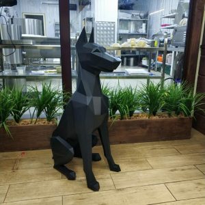 Полигональная фигура доберман сидит 50х45х90 см