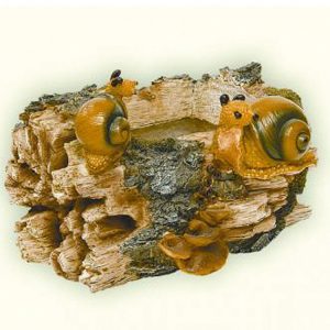 Кашпо пень бревно с улитками 16х22 см