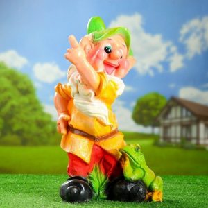 Садовая фигура Гном с лягушкой 50 см
