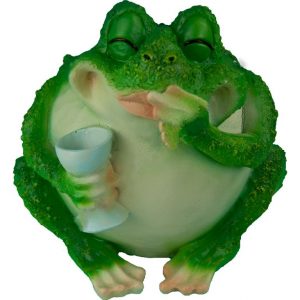 Садовая фигура Лягушка толстая с рюмкой, 21х24 см.