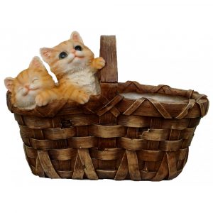 Кашпо Два котенка в прямоугольной корзине