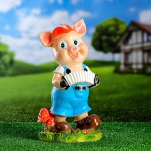 Садовая фигура Поросенок с гармошкой 40х26х16 см.
