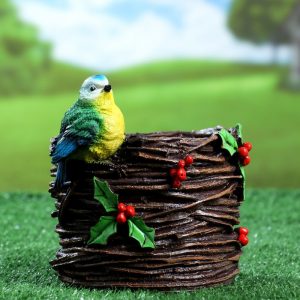 Кашпо Плетеное с синицей 14х19 см