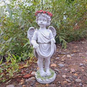 Садовая фигура Ангел с розами, 48х21 см.