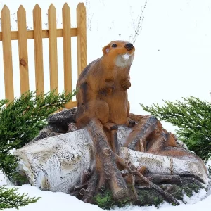 Декоративная крышка на люк Бобер на запруде, 92х75х96 см.