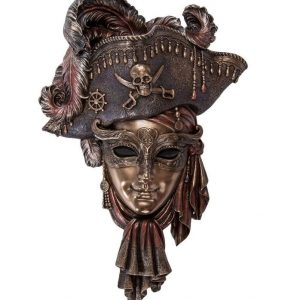 Венецианская маска для интерьера "Пират"- бронза, 33 см.